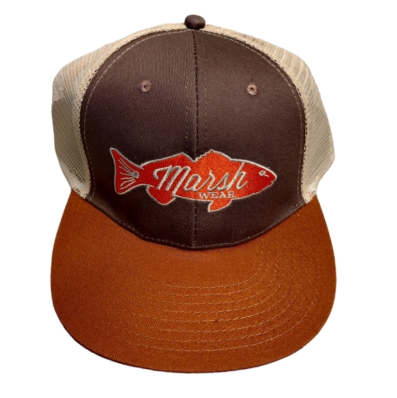 MARSH WEAR Retro Red Fish Fishing Trucker Hat Baseball Cap Orange Brown NWOT - Picture 4 of 11